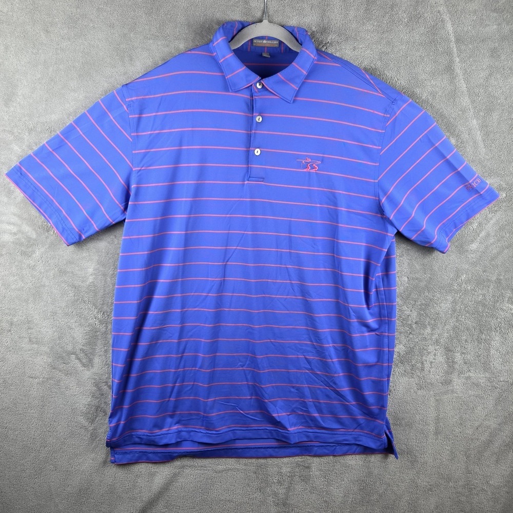 Peter Millar Summer Comfort Four Streams Maryland Golf Course Polo Mens XL Blue